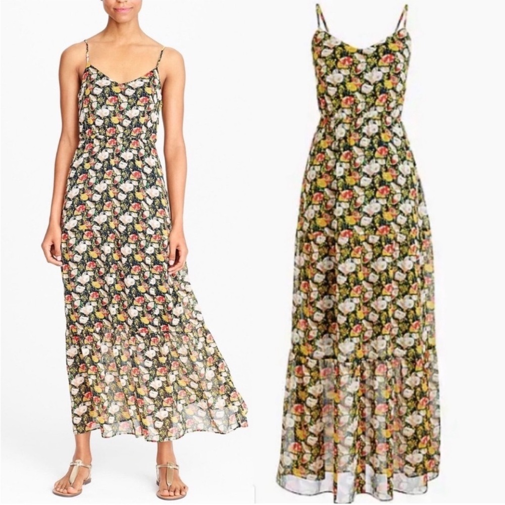 J. Crew Black Floral Maxi Dress